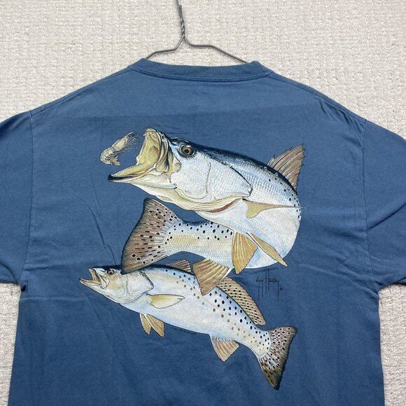 VTG Y2K Guy Harvey Original Fish Graphic T-Shirt Men's L Blue Single Pocket Tee - Picture 2 of 15
